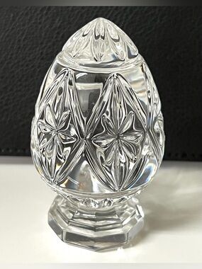 VTG Bleikristall 24% Lead Crystal Glass Footed Easter Egg Paperweight Germany 3"